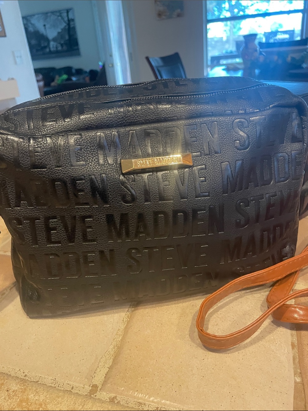 Steve Madden Black Embossed accessories bag